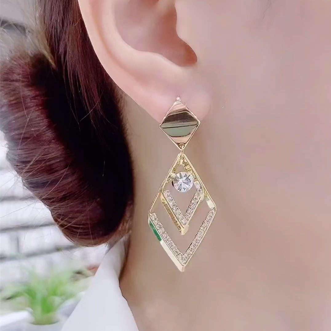 氣質菱形百搭流蘇耳環