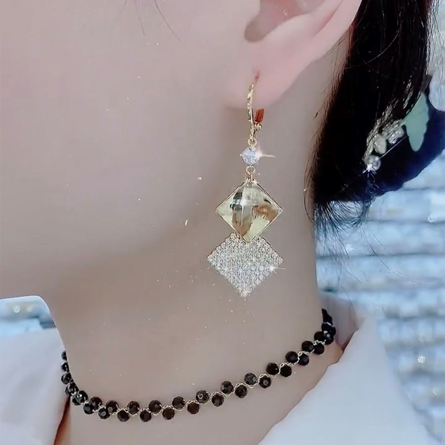 簡約幾何滿鑽耳環