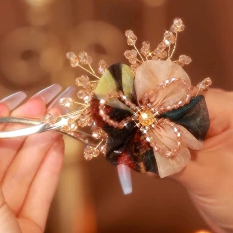 日韓花朵網紗髮夾