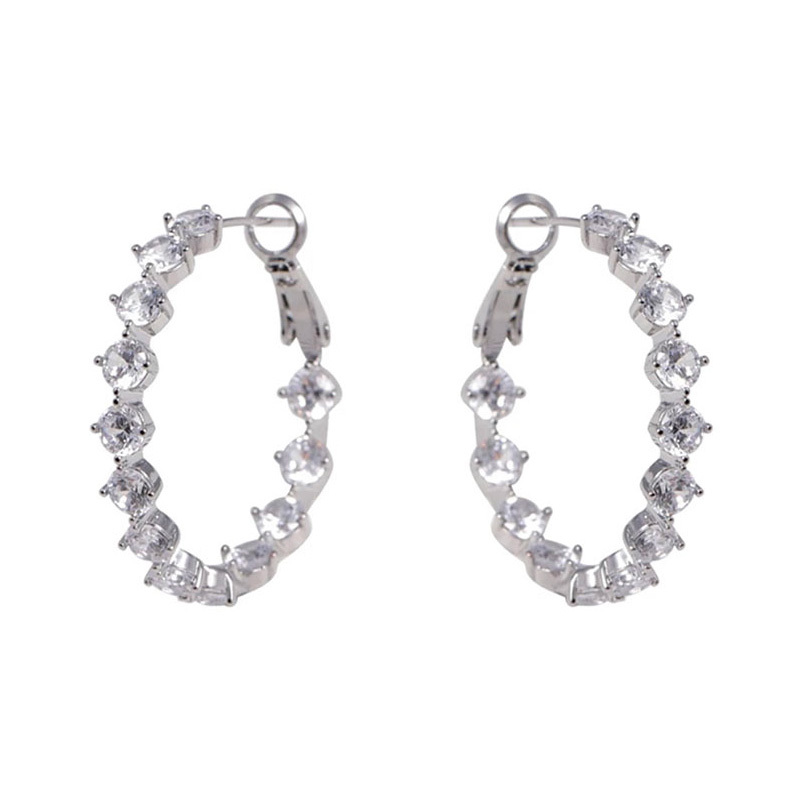 韓版ins風圈圈鋯石個性耳環