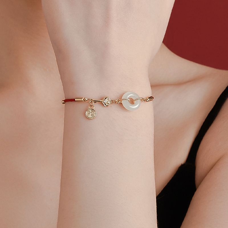 和田玉平安扣幸運紅繩