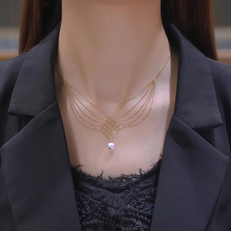 珍珠魚尾蕾絲項錬