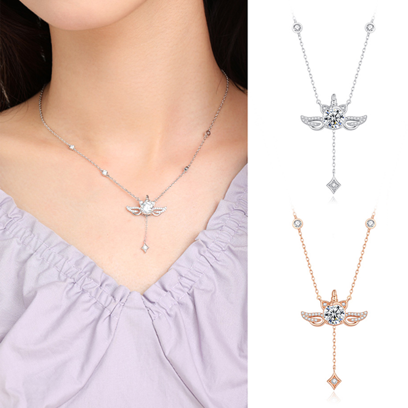 夢幻獨角獸銀項錬 丘比特之心翅膀