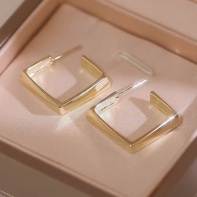 韓國氣質方形耳環
