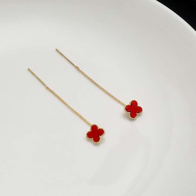 紅色四葉草耳線耳環
