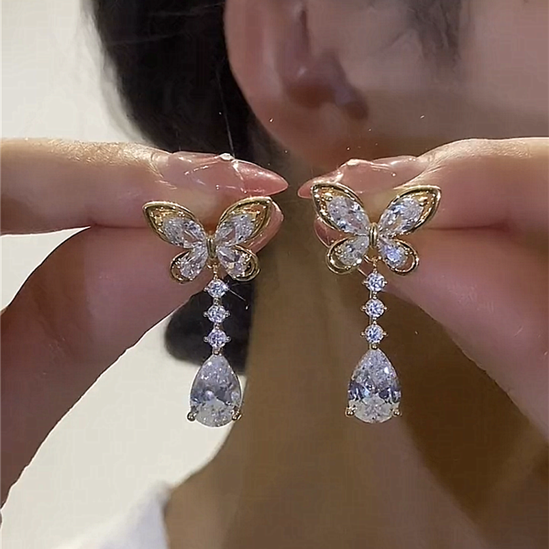 超仙鋯石蝴蝶結耳環 