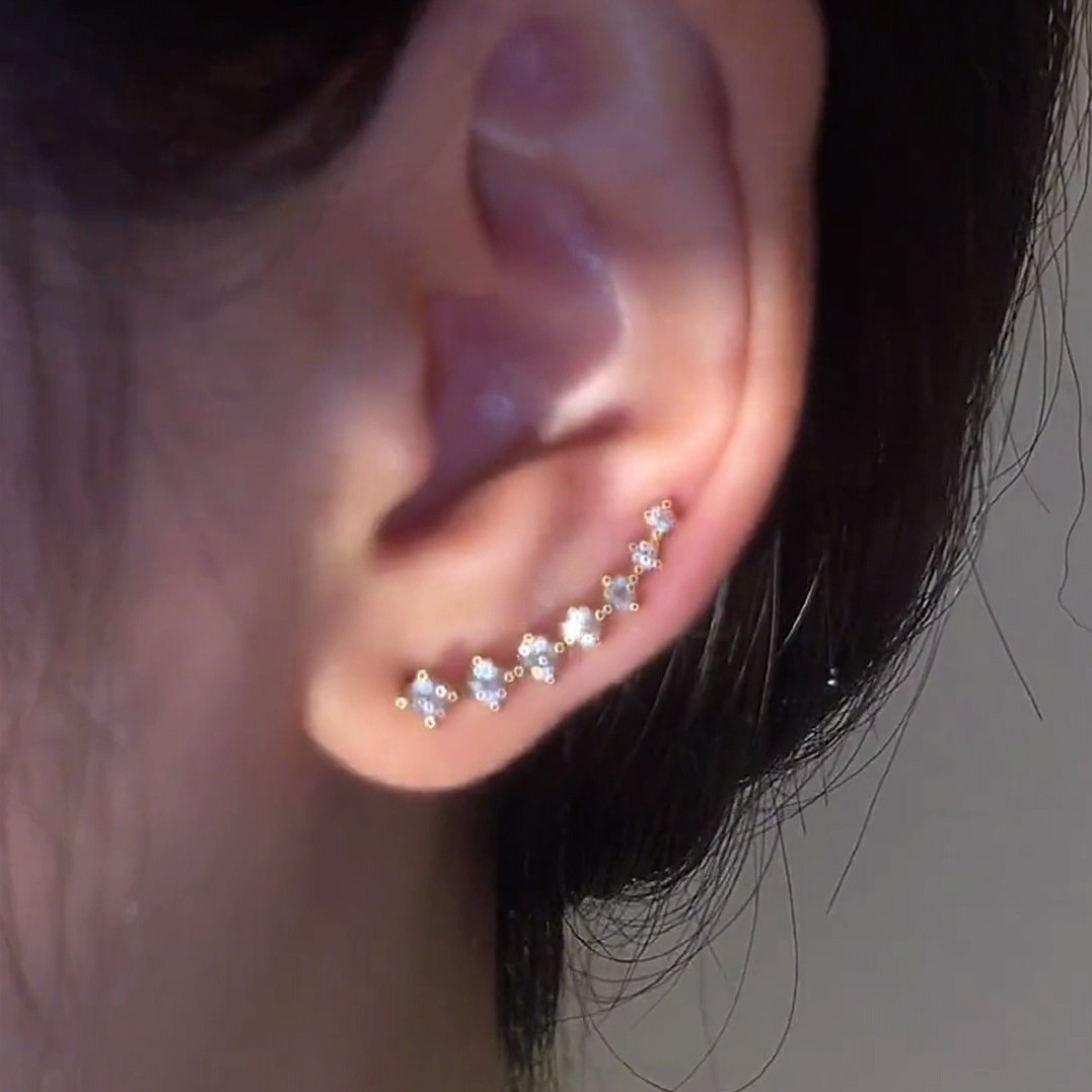 星星月亮後掛流蘇耳環