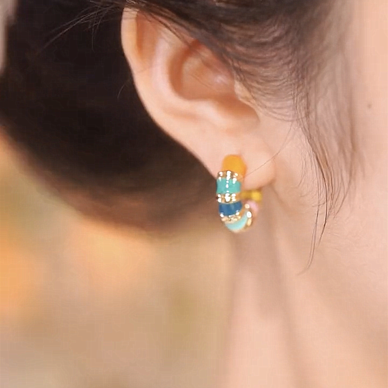 時尚七彩色耳環