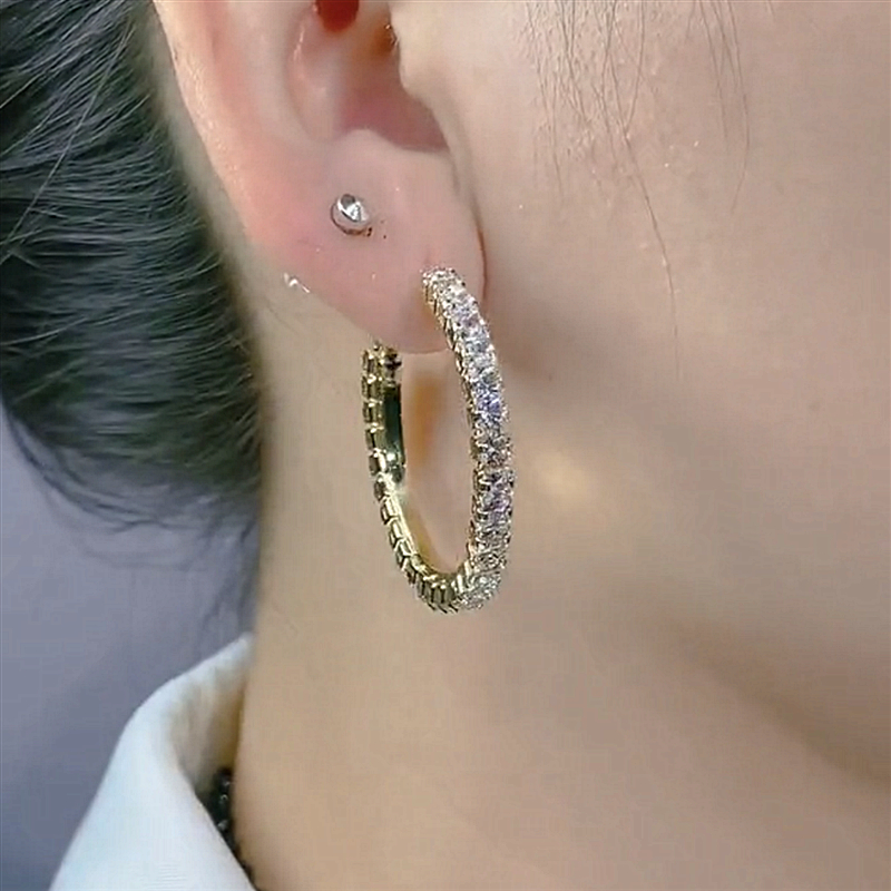 S925銀針鋯石圈圈耳圈