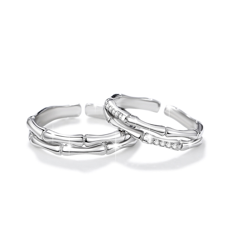 青梅竹馬純銀情侶竹節對戒【純銀/鋯石】 一生一世一雙人