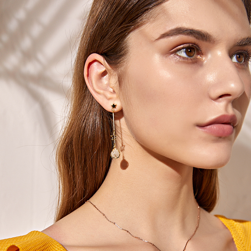 貓眼石耳環 耳夾無耳洞耳環