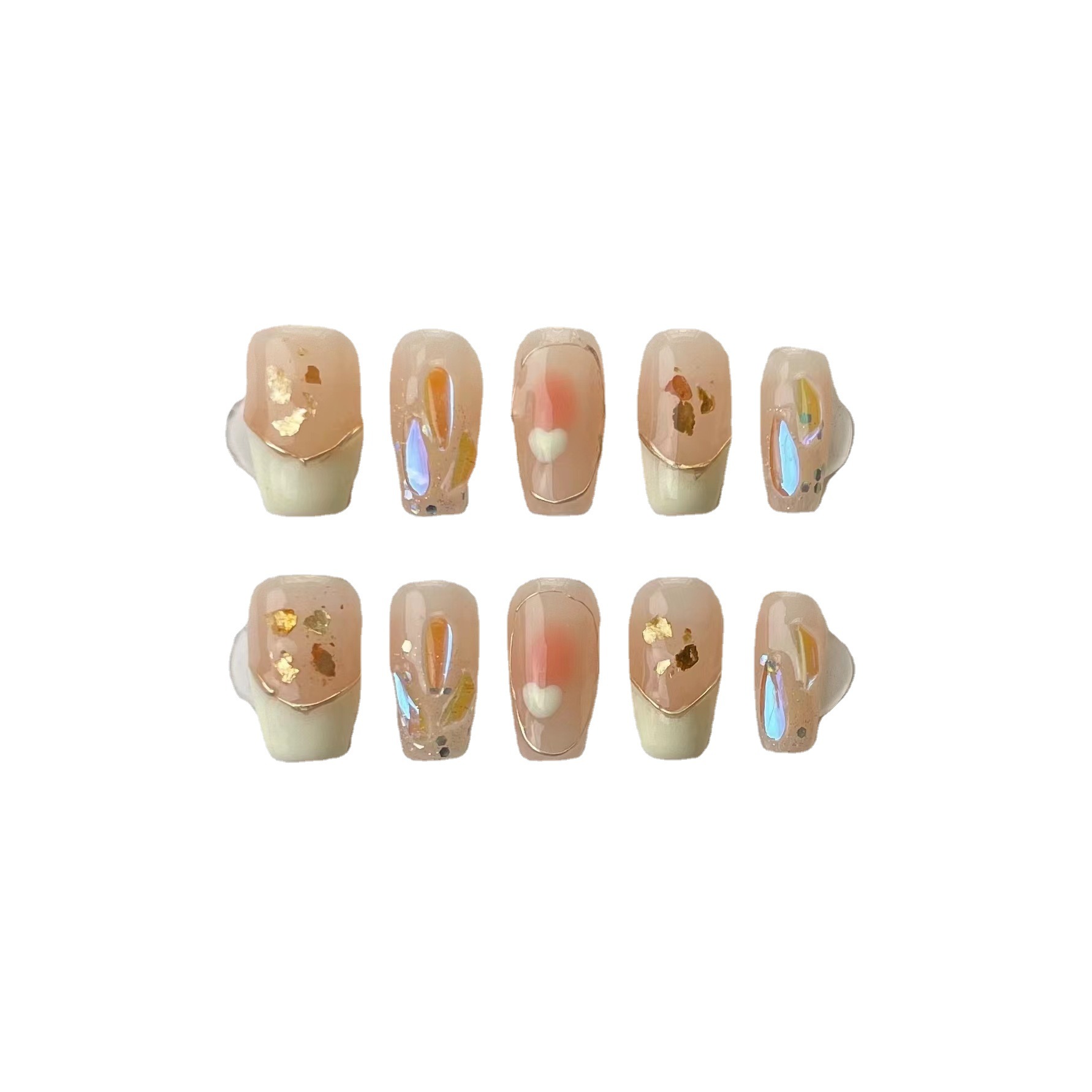 手工穿戴甲 | 法式亮片愛心穿戴甲【2件免運】