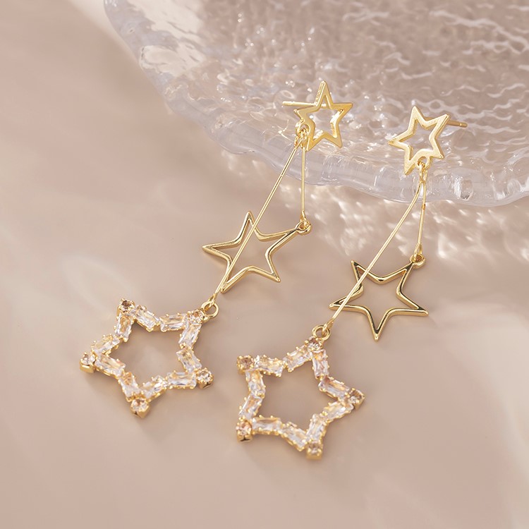 超閃五角星長款耳環