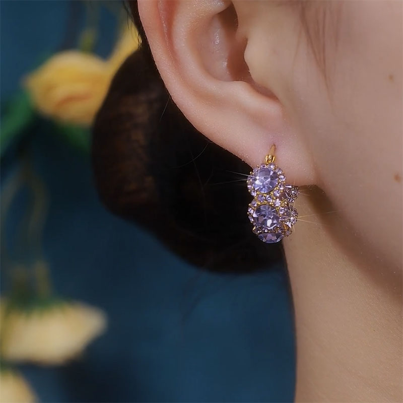 紫色鋯石圈圈耳環