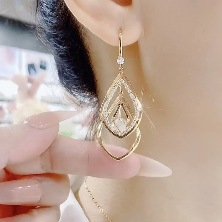 氣質高級感超仙貓眼石水滴耳環