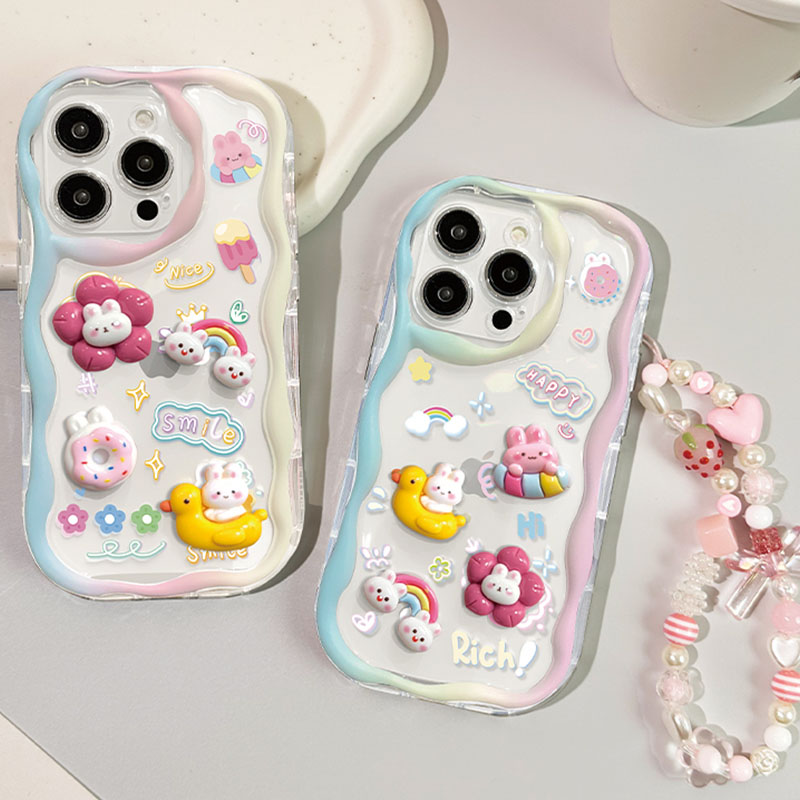 粉色塗鴉熊 透明鏡頭框保護殼