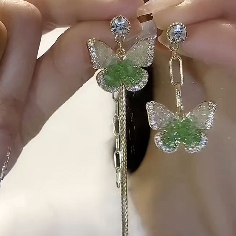 蝴蝶不對稱流蘇耳環