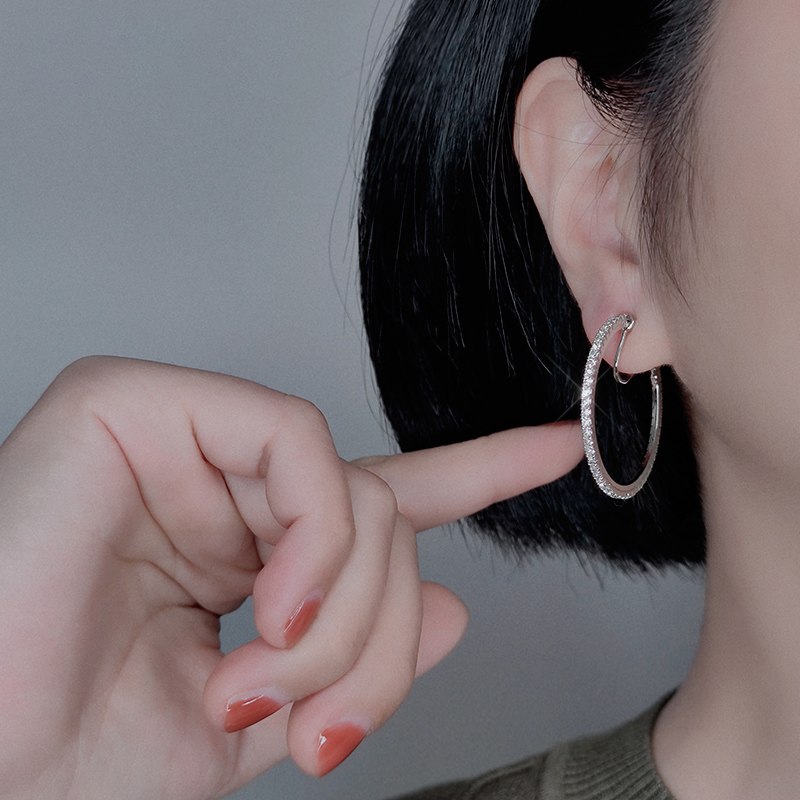 閃鋯大耳圈無耳洞夾式耳環