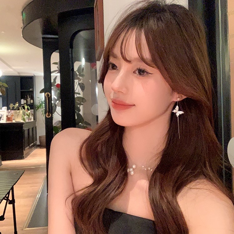 不規則氣質蝴蝶 流蘇耳環