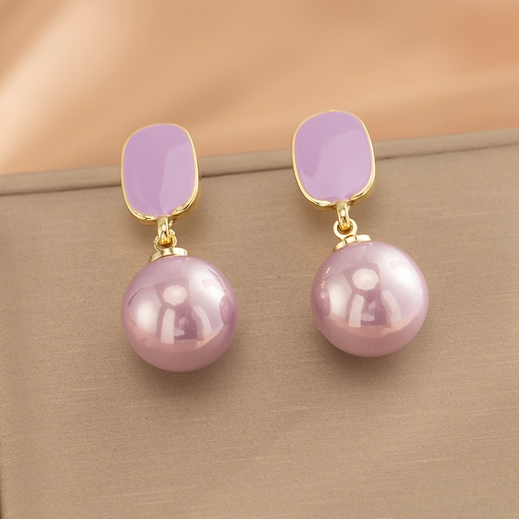 超仙紫色珍珠耳環 • 夾式耳環