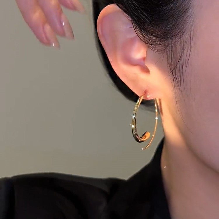 簡約高級時尚光面素圈耳環