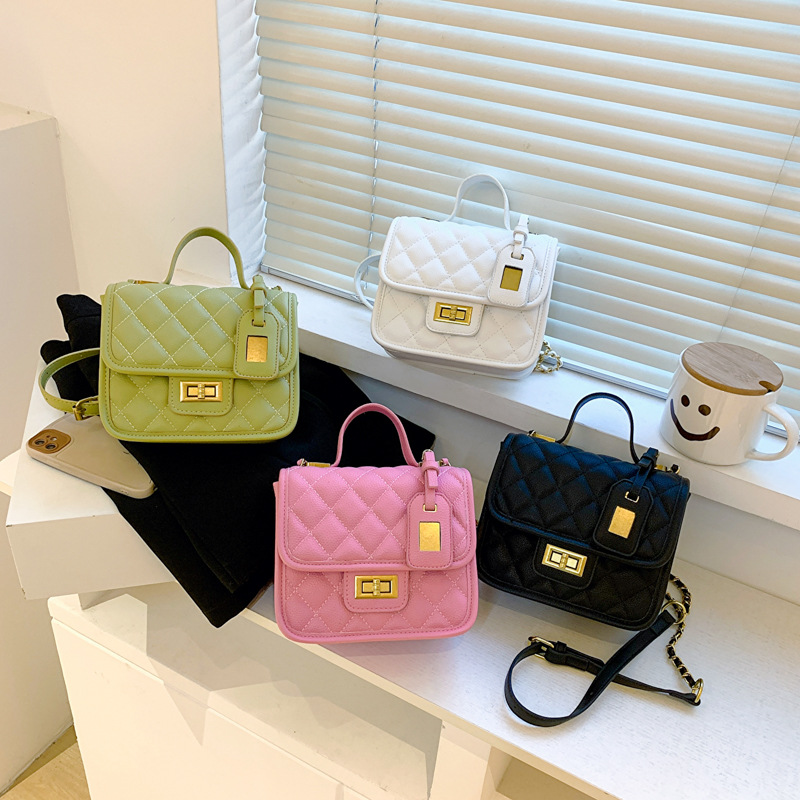 【沫緹甄選】新款時尚菱格鏈條斜挎包爆款手提小方包