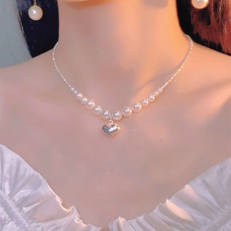 碎銀子愛心珍珠項錬