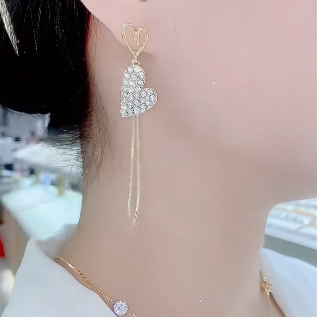 心心相印愛心AB款流蘇耳環