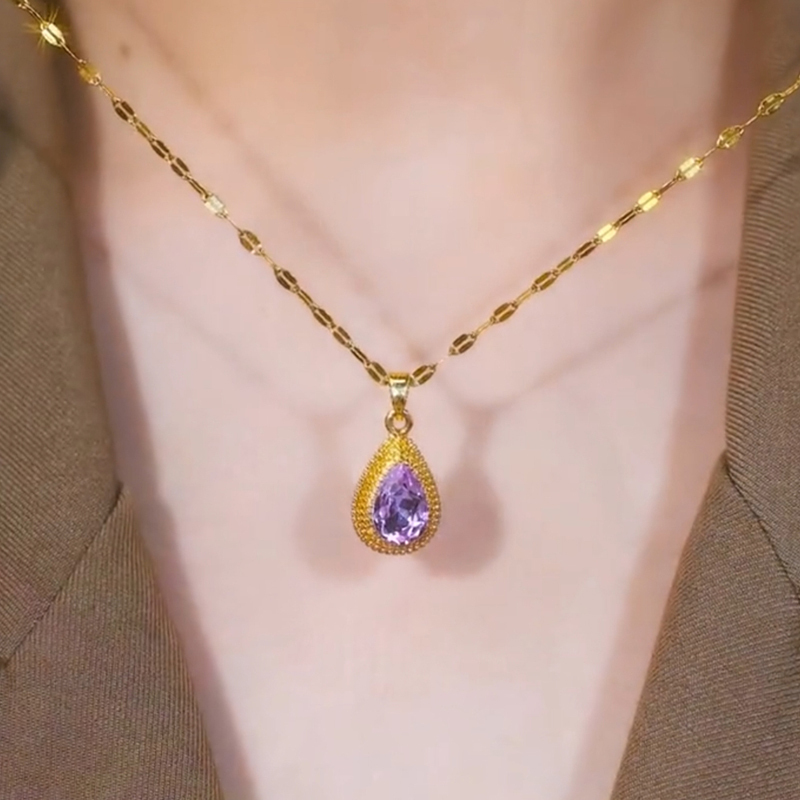 紫色水晶榴蓮球項錬