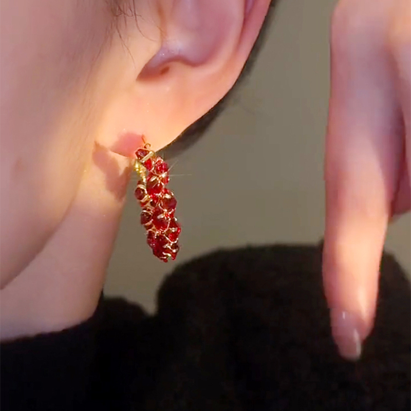紅色水晶圈圈耳環