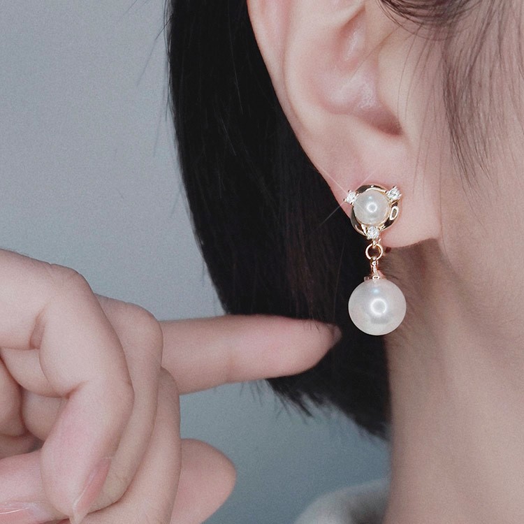 優雅珍珠無耳洞蚊香盤耳環