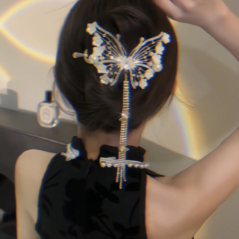 輕奢蝴蝶高級感髮夾