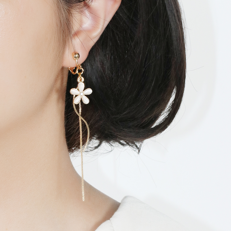 氣質貓眼石花朵流蘇耳環