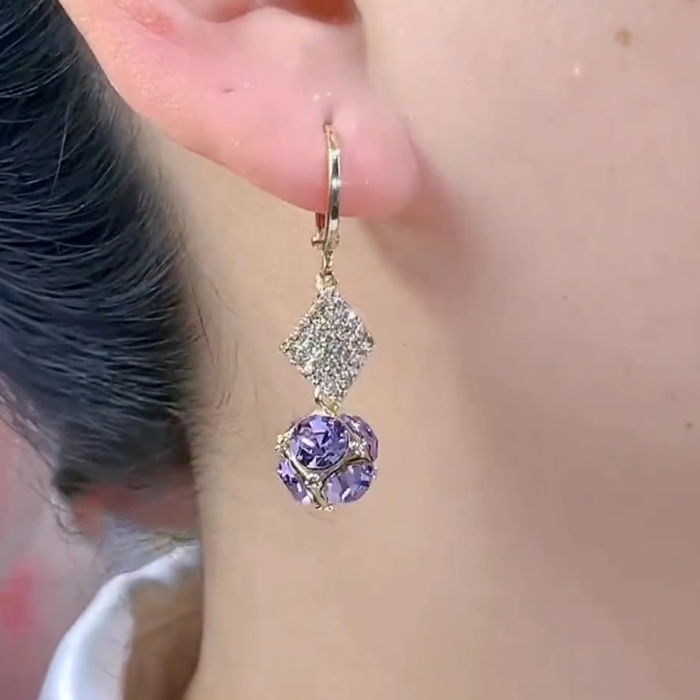 氣質輕奢紫色鋯石耳環