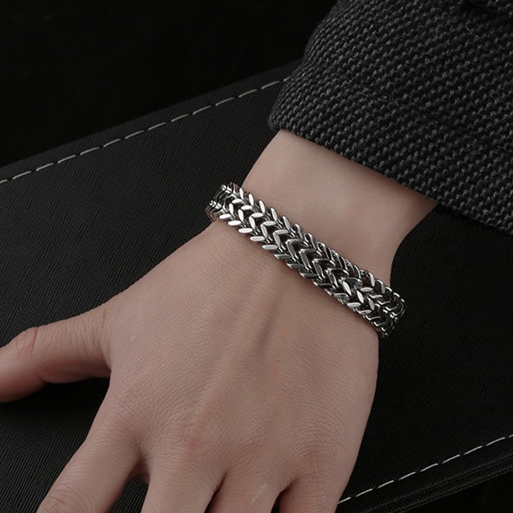 鈦鋼雙層古巴錬嘻哈手錬