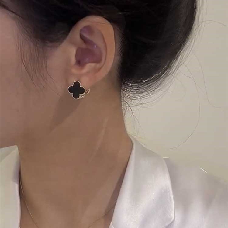 精致滿鑽四葉花AB兩戴雙面