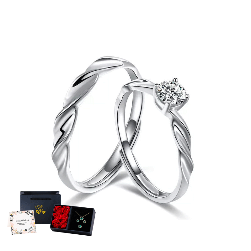 【沫緹甄選】才子佳人 | 莫比烏絲925純銀情侶鑽石對戒