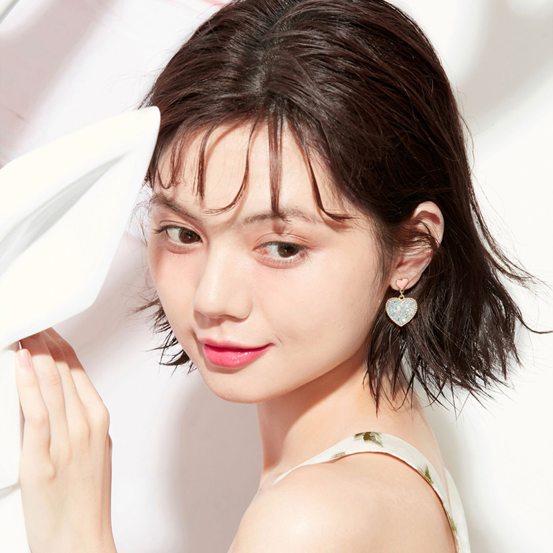 愛心亮片氣質螺旋式耳夾