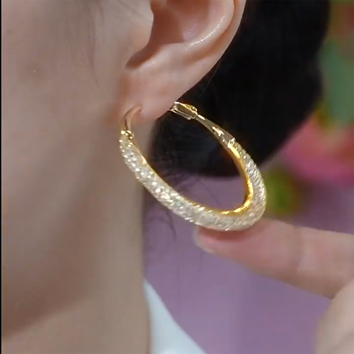 精致高級感大圈圈網狀水晶耳環