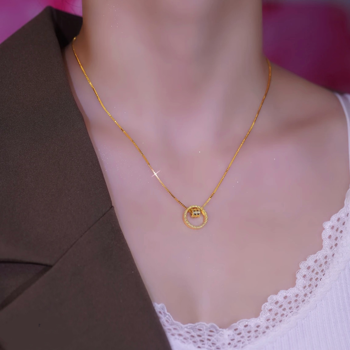 爆款小蠻腰圓圈鈦鋼項錬