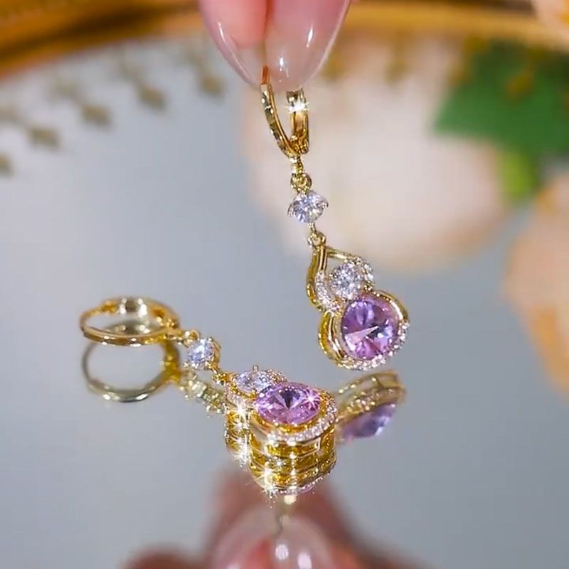 氣質藍色水晶葫蘆耳環