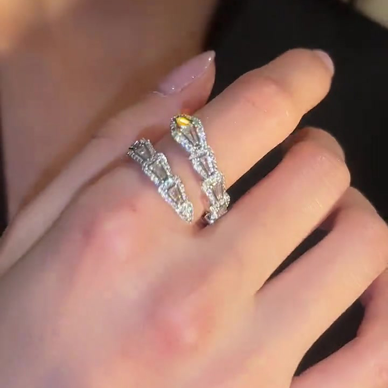 鋯石蛇形開口戒指 個性簡約食指戒