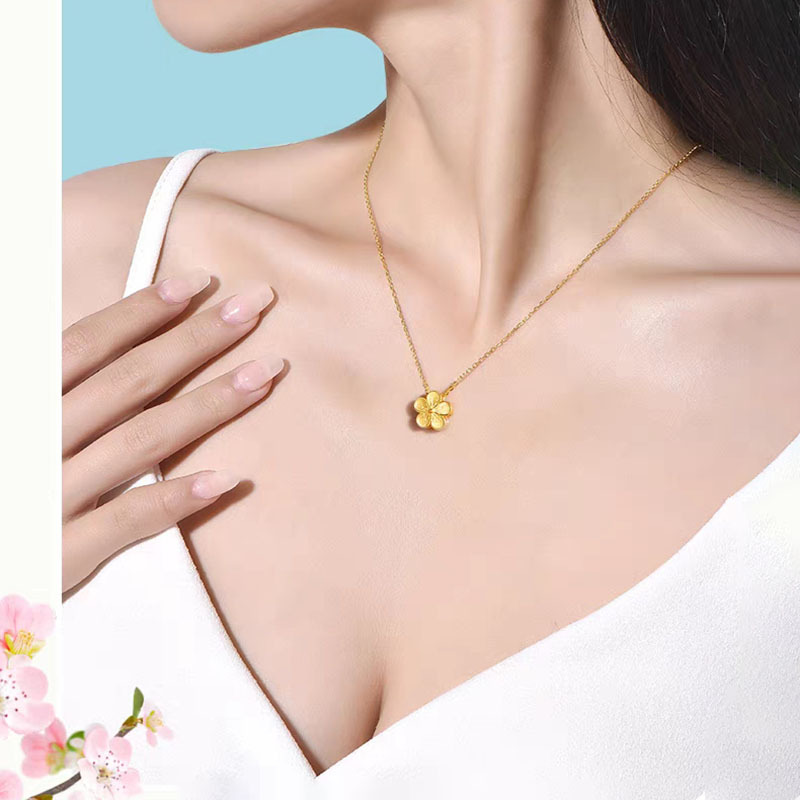 三生三世 十里桃花 純金小桃花吊墜項錬