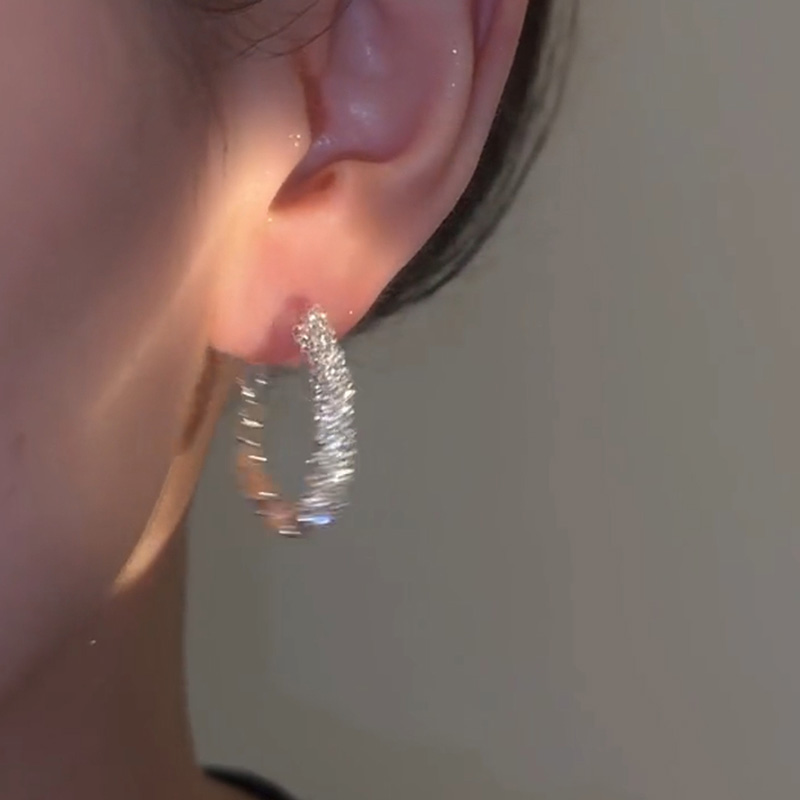 碎銀子圈圈純銀耳環