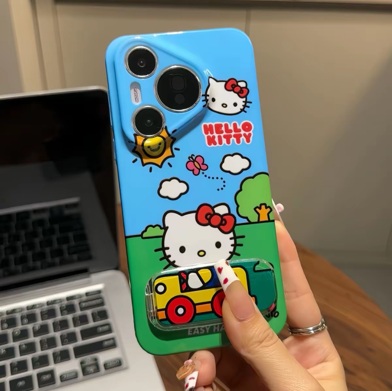 可愛卡通kitty 童趣凱蒂貓保護殼 鏡子支架殼