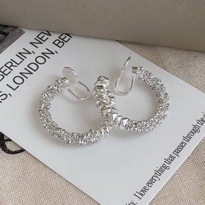 S925銀碎銀拼接圈圈耳環