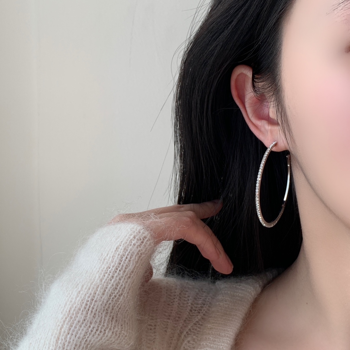 閃鋯大耳圈無耳洞夾式耳環