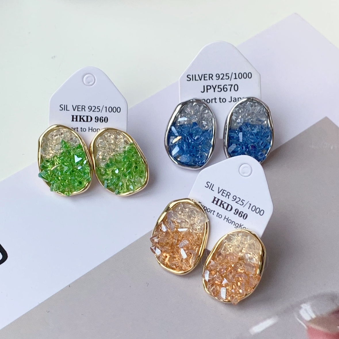 「橘子海」水晶橘子糖氣質耳環