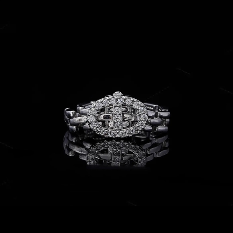 個性錬條滿鑽戒指 【自由調節大小】