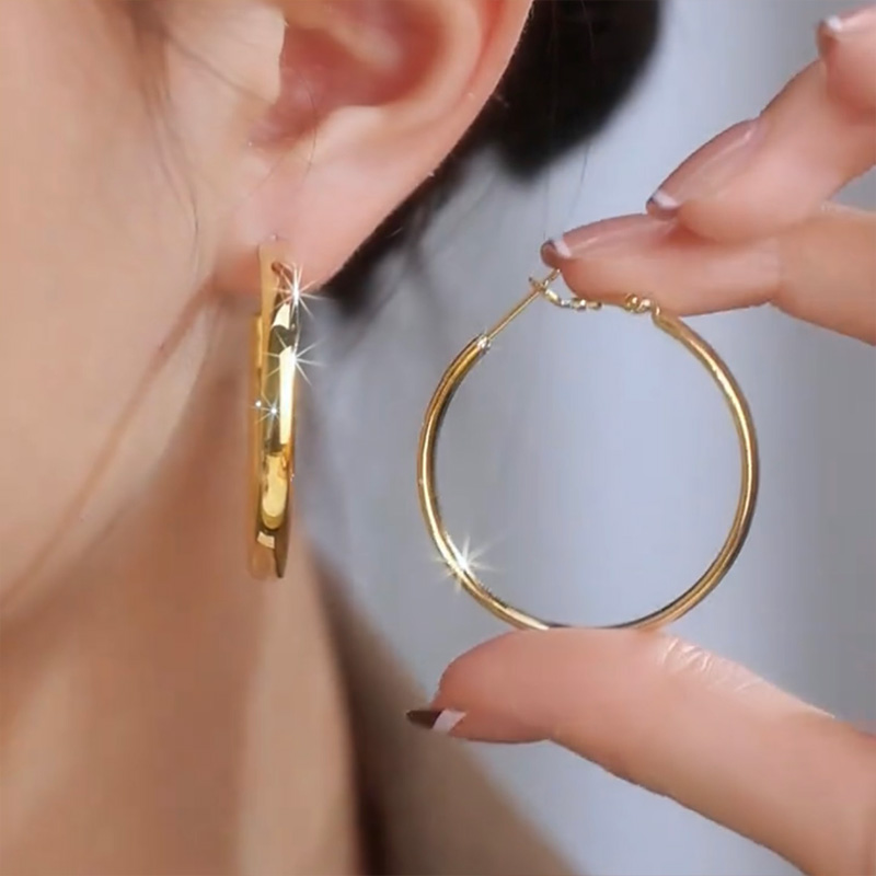 個性素圈銀針氣質耳環